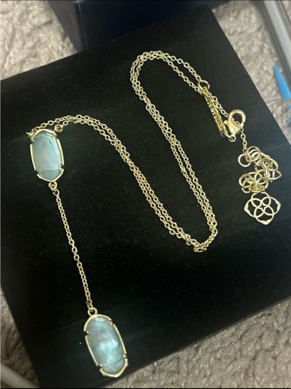 Grayson Y necklace 14kt gold plated blue illusion from Kendrascott color bar